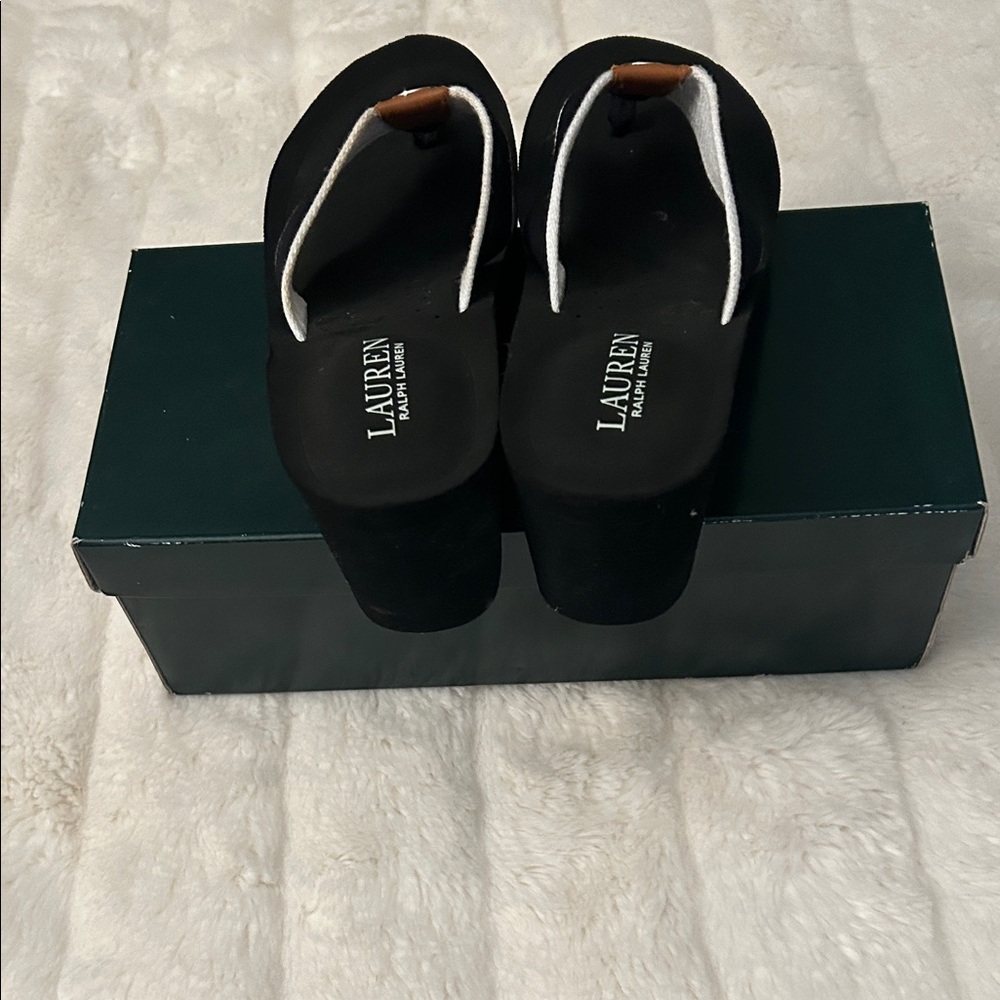 Lauren Ralph Lauren Black and White Flip-Flop Sandals - Picture 4 of 4